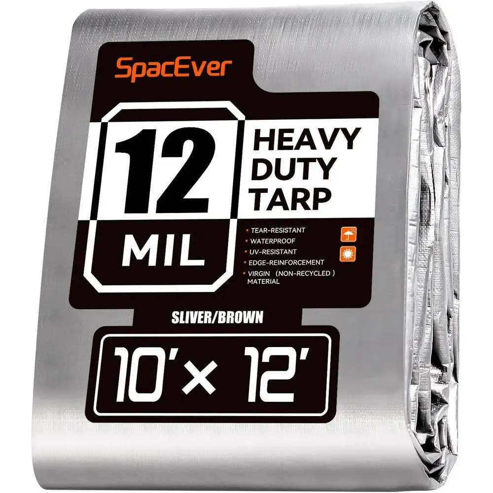 

Tarp Heavy Duty 10x12 T, 12 Mil Thick Large Tarps Water-Proo with Grommets, UV& Tear Resistant, Plastic Cover or Pool Roo Tent O