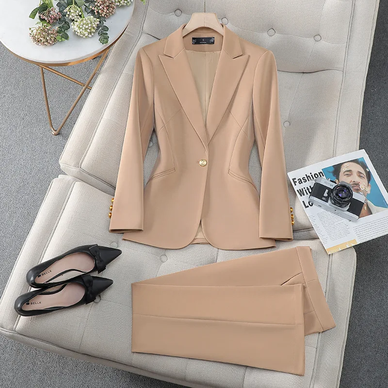 2025New Style Small Blazer Jacket for Women Long Sleeve Professional Suit Pants Formal Suit Workwear Fashion Two-Piece Set