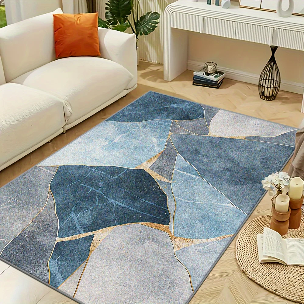 Vintage Style Layered Frame Pattern Washable Floor Mat Soft Texture Rectangular Rug For Entryway Hallway Use