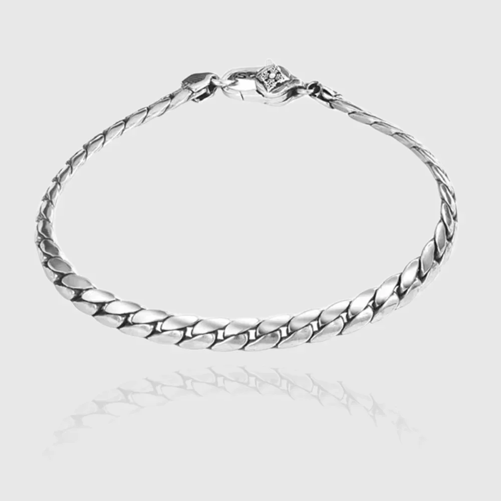 

S925 Sterling silver fashion simple elegant Cuban bracelet for men and women handwoven riding crop chain jewelry gifts