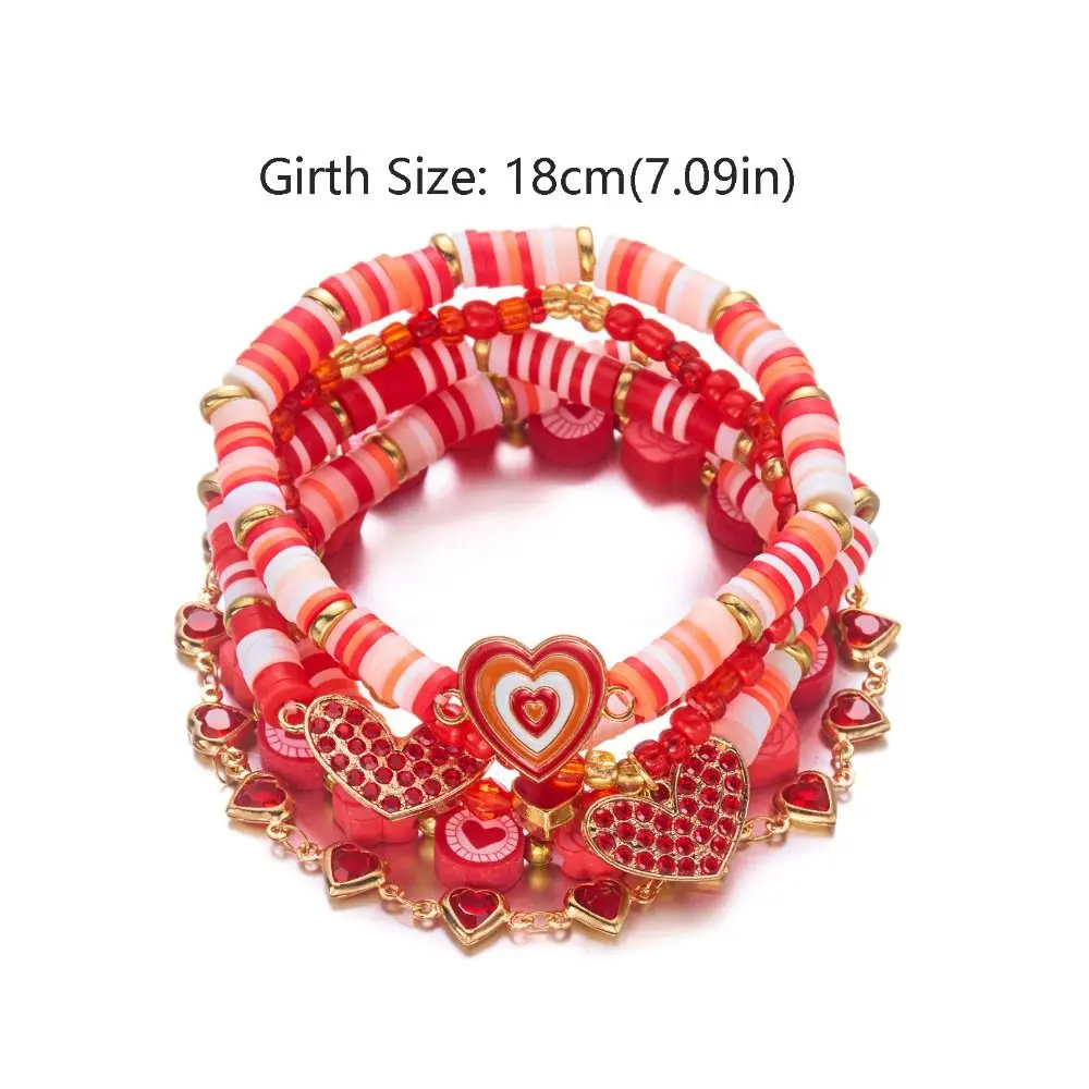 اليدوية تصميم لينة الطين مطرز سوار الخرز الأحمر تكويم تصميم عيد الحب سوار رسائل متعدد الطبقات