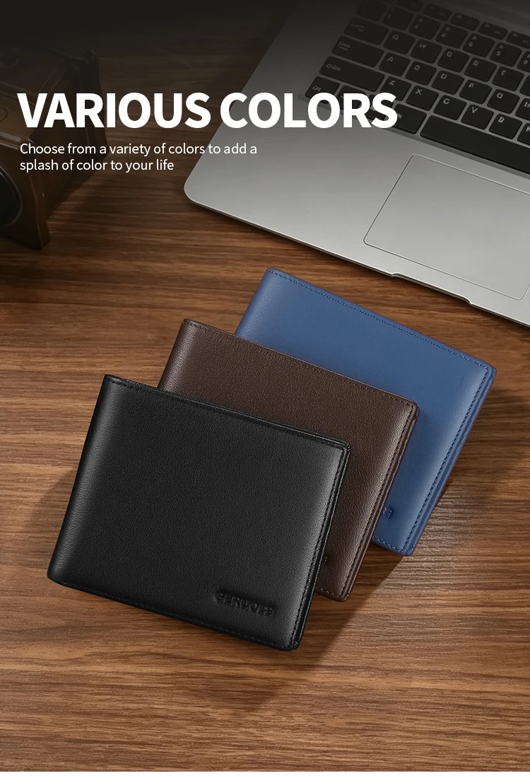 Herren-Geldbörse mit RFID-Schutz aus Echtleder, Große Kapazität, Kartenhalter, Integrierte Ultraflache Brieftasche – Detail 3
