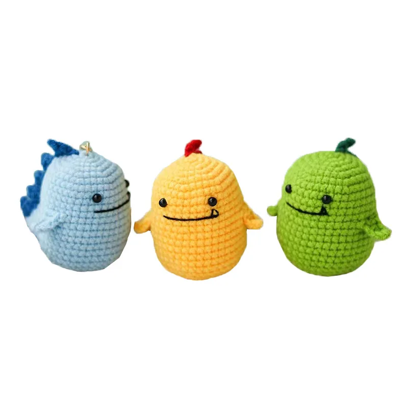 

Manual Crochet knitting Doll DIY Novice learning Crochet Wool Material Package English little Dinosaur All for knitting