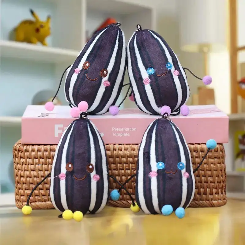 1 pacote adorável chaveiro de boneca de pelúcia de semente de melão; Acessório para decoração de bolsa feminina, chaveiro de coisas de lanche de desenho animado