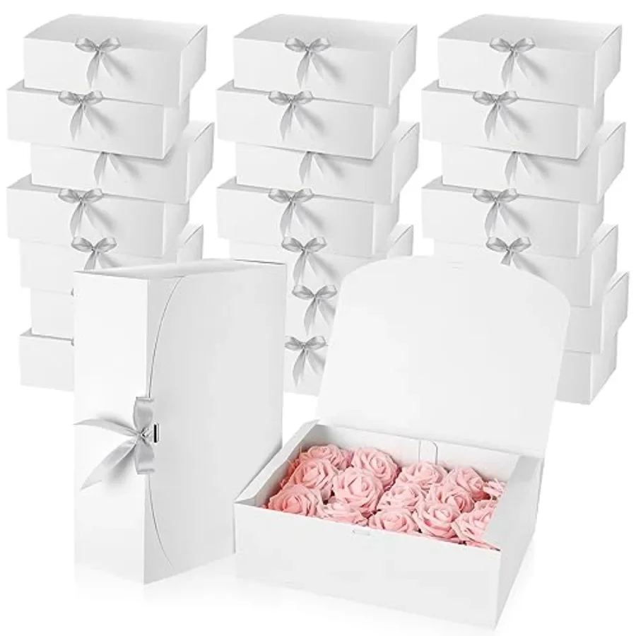 

24 Pcs White Gift Boxes with Lids 12 x 9 x 4'' Boxes for Gifts Wedding Bridesmaid Favor for Packaging Present Crafting Wedding