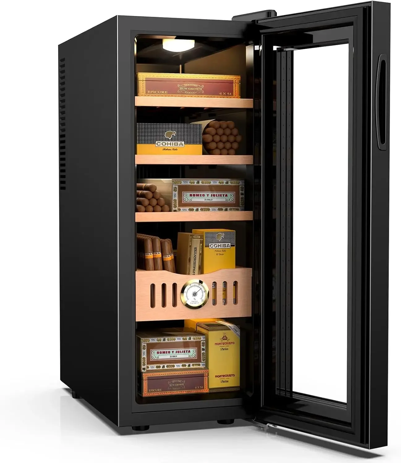 35L Electric Humidor, 250 Counts Cigar Humidor Cabinet with Cooling Temperature Control, Electric Cooling Cigar Fridge