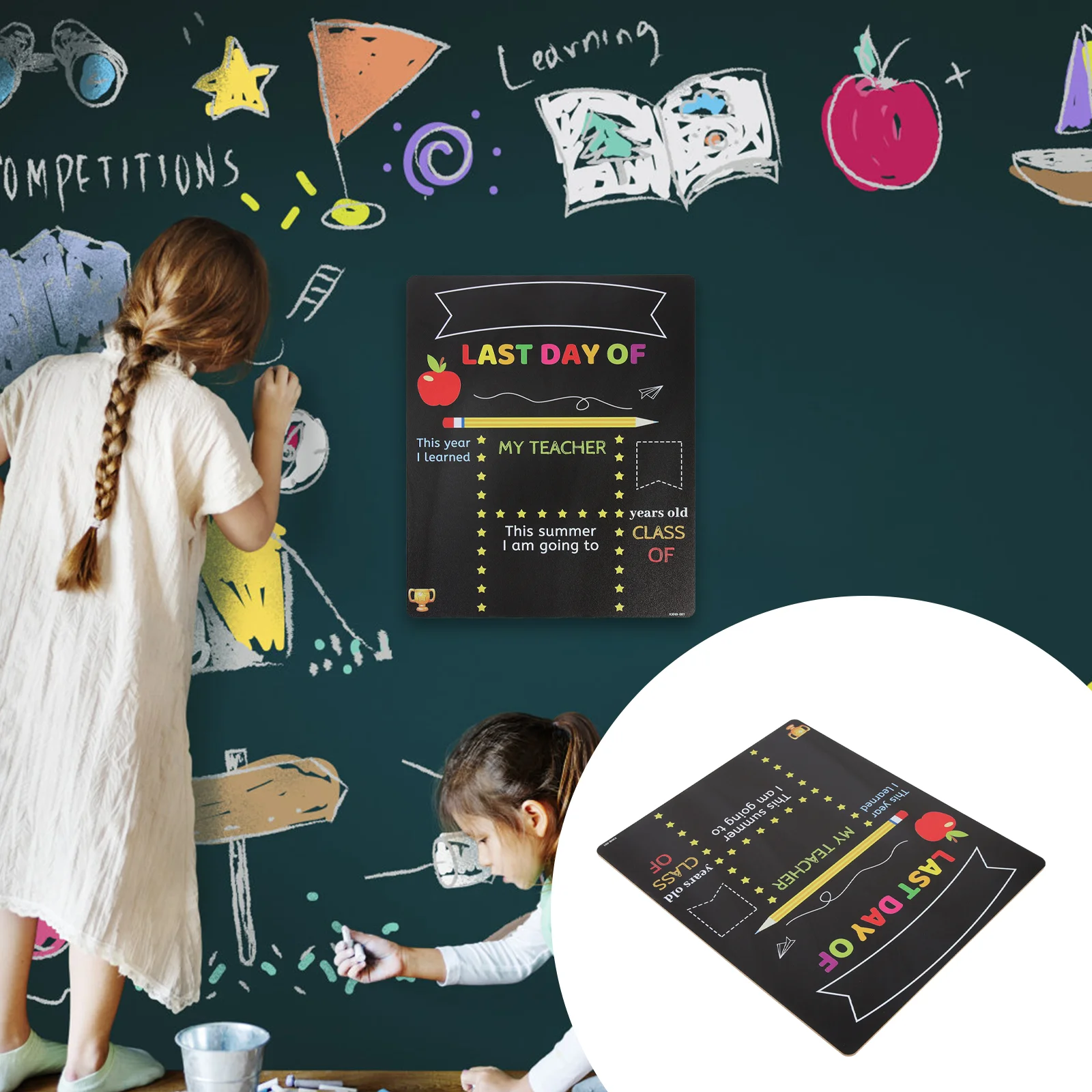 Double-sided School Board Kids Accessory Chalk Children Blackboard Erasable Supply Multi-function Sign Student