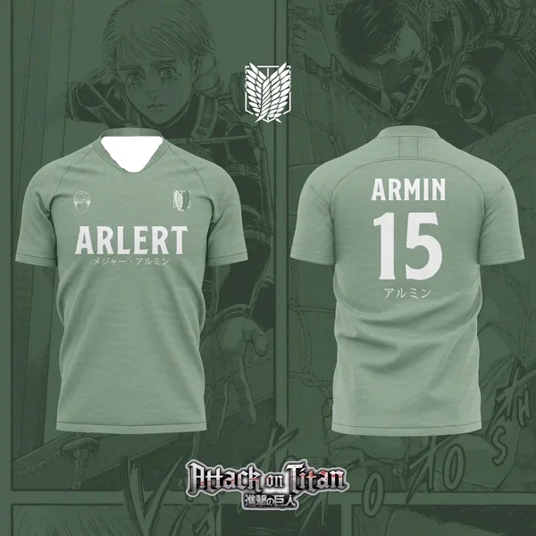 Japanese Animation ATTACK ON TITAN Theme 3D Printing Sports Breathable Men's Women's Same T-shirt Football Shirt Short Sleeve