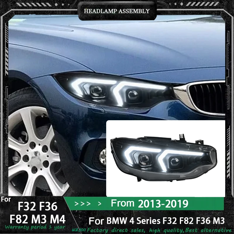 For BMW 4 Series F32 F36 F82 2013 2014 2015 -2020 Headlights Assembly Upgrade LED Lens Flashing Turn Signal Lightt Plug and Play