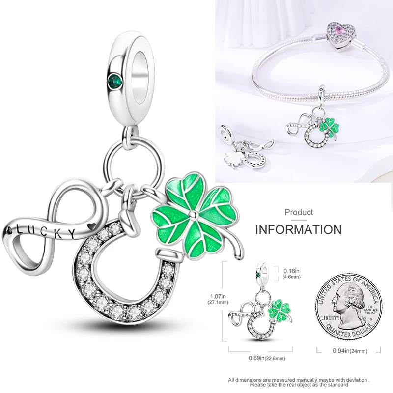 925 Sterling Silber Glücks-Hufeisen-Anhänger mit CZ Zirkon, passend für Armbänder, Taschen, Schlüsselanhänger, DIY-Schmuck, origineller Modeschmuck für Frauen – Detail 20