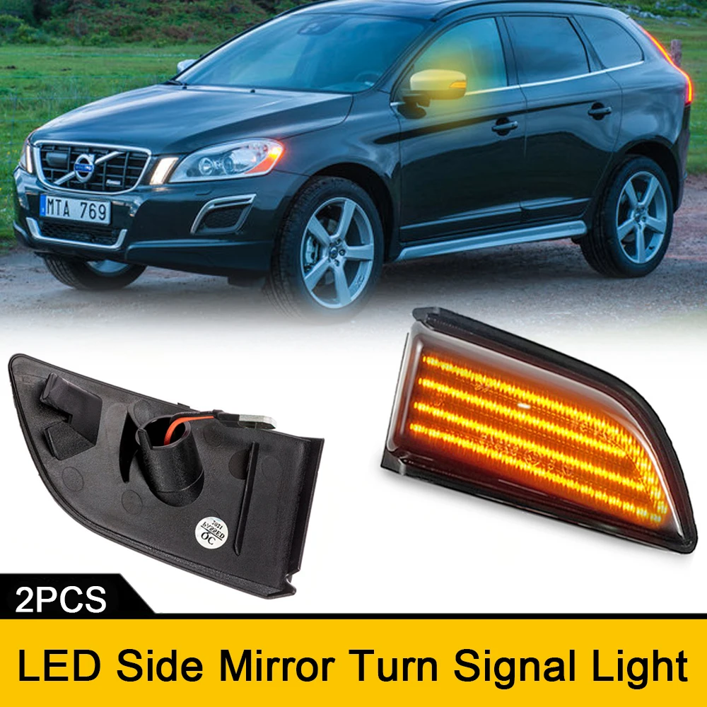 

2x Repeat Blinker Side Mirror LED Turn Signal Lights For For Volvo XC60 08-13 OEM#31217289 Car Indciator Dynamic Amber Lamps