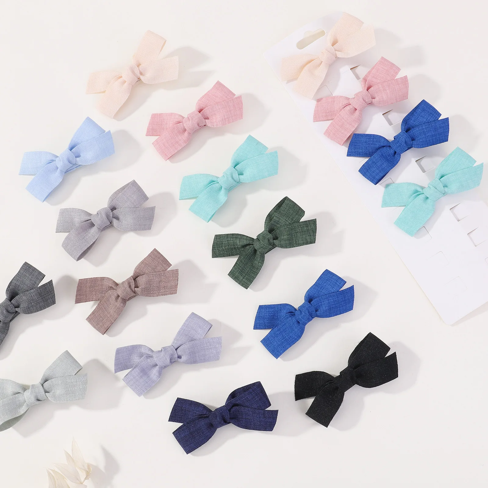 50Pcs/Set New Solid Cotton Bowknot Hair Clips For Cute Baby Girls Handmade Bows Hairpin Barrettes Headwear Kids Hair Accessories