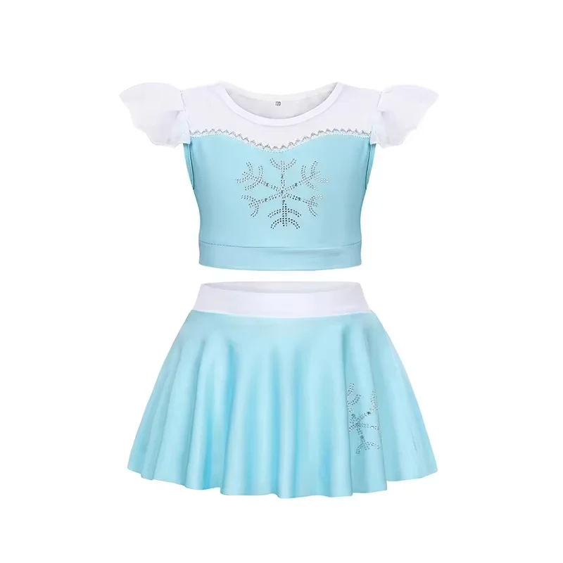2026 Girls Two Piece Swimsuit Anna Elsa Swimwear Princess Bodysuit Swimwear for Girls Childrens Bikini Beachwear Clothes