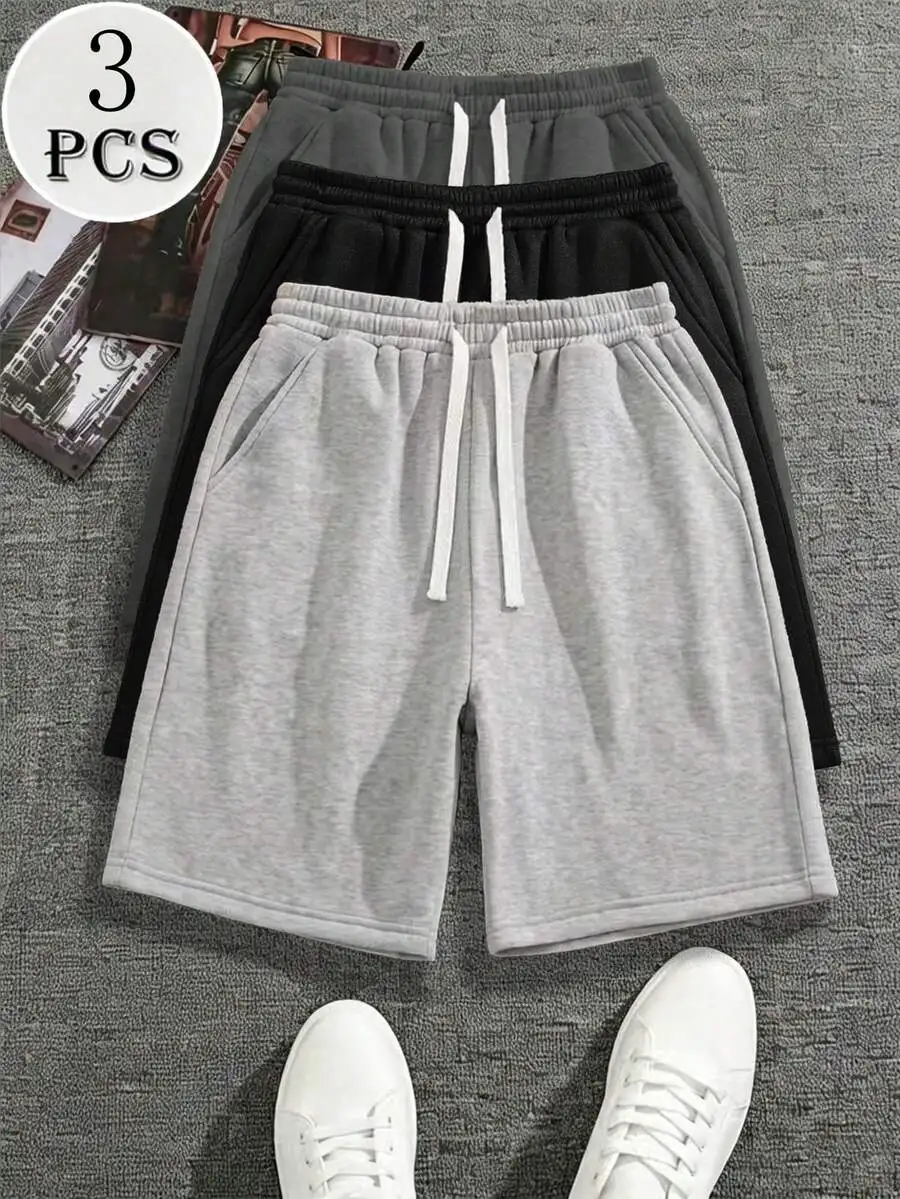 

3-Pack Mens Comfortable Knit Drawstring Shorts For Casual And Sport Activities