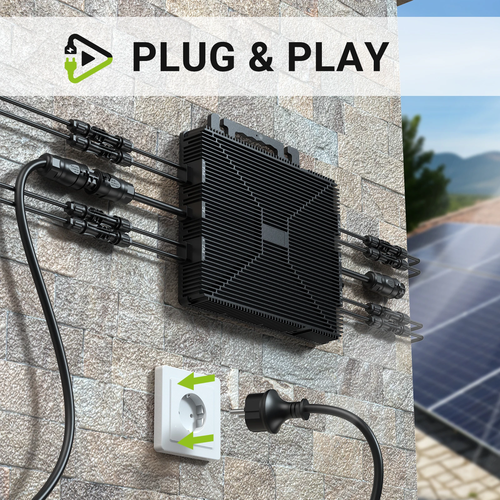 2000W Solar-Mikrowechselrichter 230V, 4 MPPT, WLAN-Smart-Überwachung, IP67, Netzgekoppelter PV-Wechselrichter für Heimsysteme – Detail 1