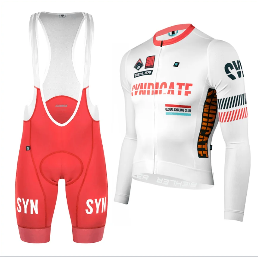 SYN Autumn Men\'s Race Team Long Sleeve Bicycle Suit Cycling Apparel SYNDICATE PRO RACE TEAM LS JERSEY And Bib Pants SUNDAY