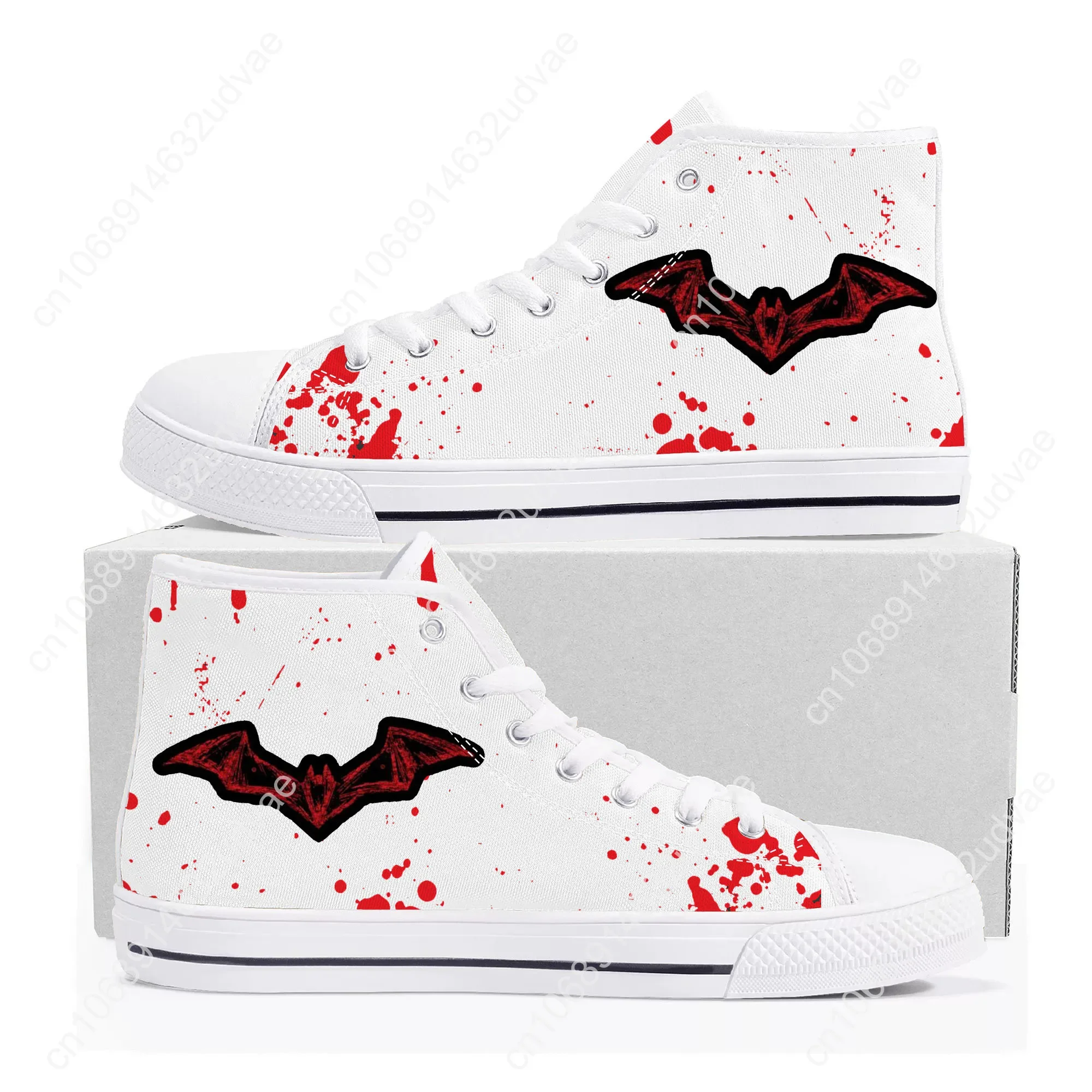 Robert Pattinson Logo Vampire Bat Wing High Top Sneakers Mens Womens Teenager Canvas Sneaker Casual Couple Shoes Custom Shoe