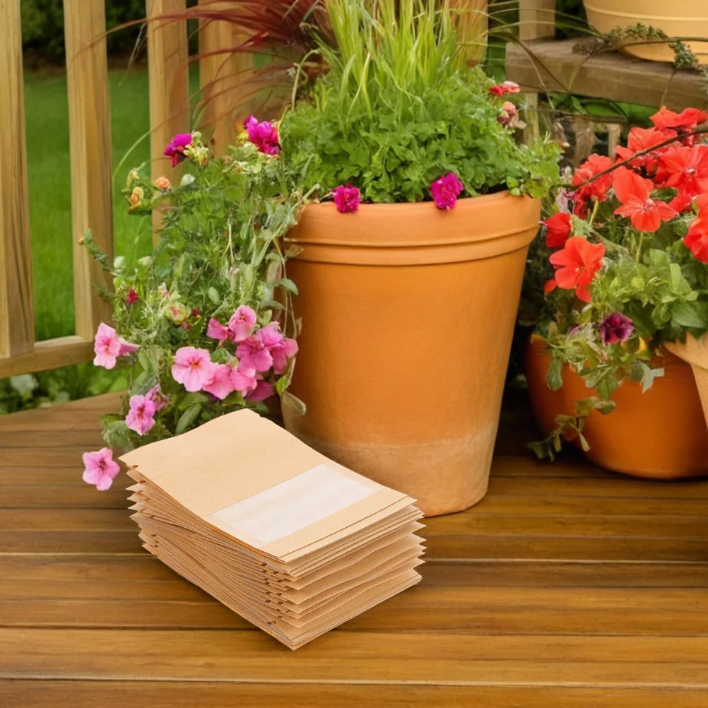 100Pcs Paper Seed Packets with Transparent View Window Kraft Envelopes for Gardeners Seed Storage Protection Reusable Small