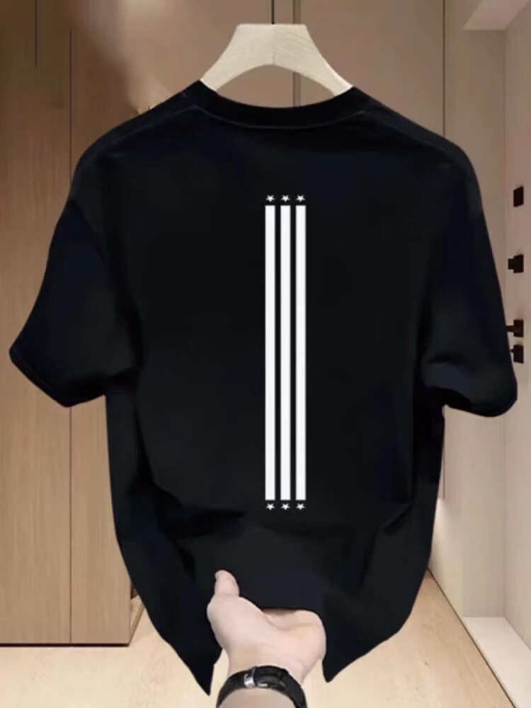 

2025 new short-sleeved t-shirt mens American fashion trend pure cotton round neck loose t-shirt top