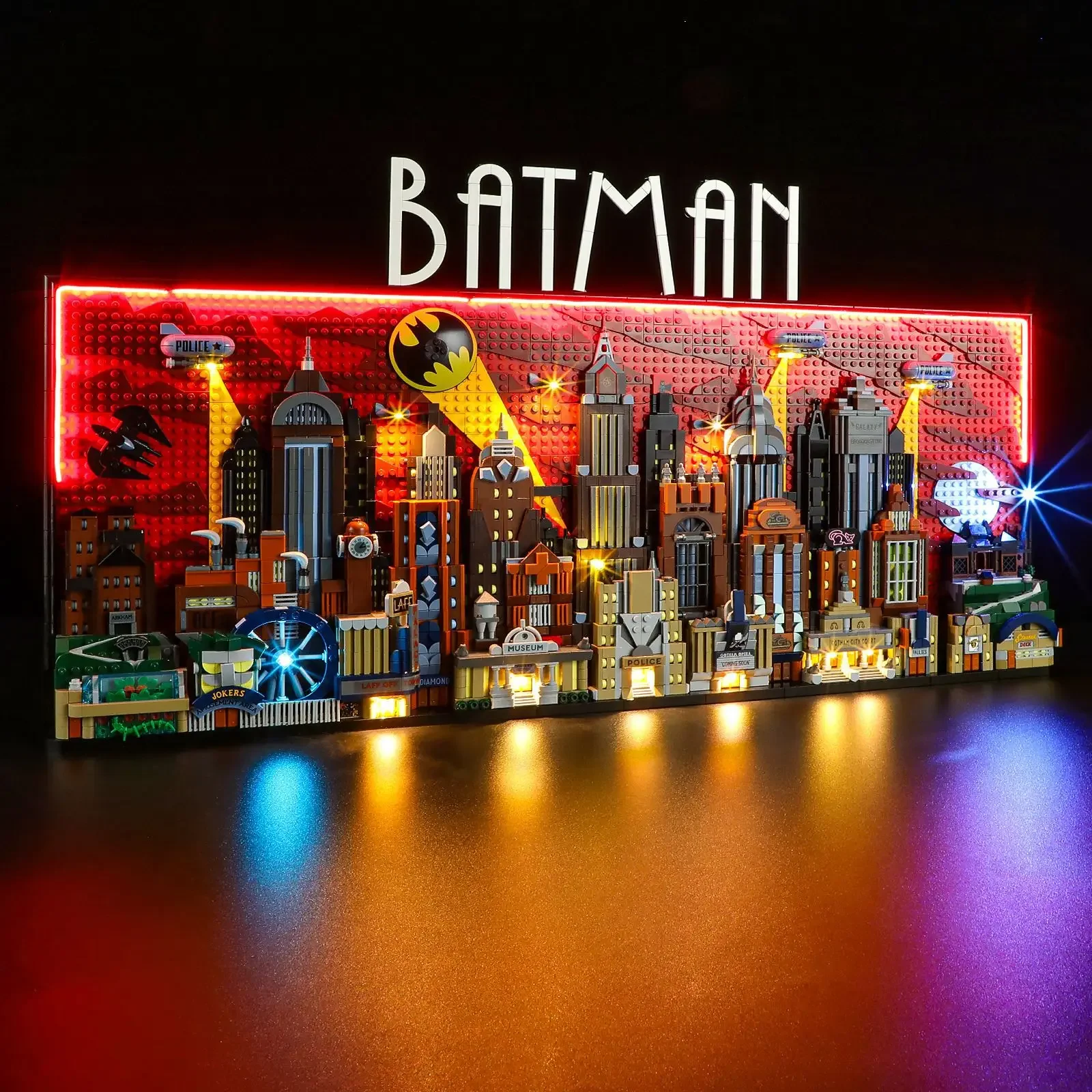 Mit Licht die animierte Serie Gotham City Skyline Baustein Modell Moc 76271 Display Montage Ziegel Spielzeug für Jungen Geschenk