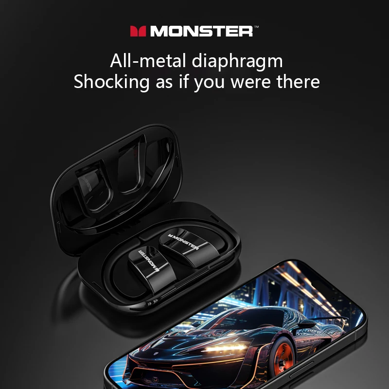 Monster GT10 OWS Wireless Bluetooth 5.4 Earphones Air Conducted Open Ear Sports Earphones Music Gaming Dual Mode Earphones