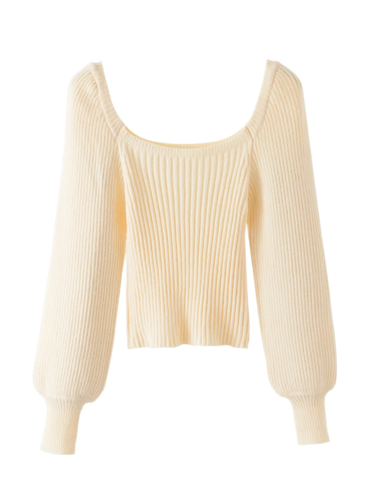 Design rétro Chic haut tricoté femmes Long Sve Bubble Sve pull col carré paresseux Sle Faionable automne hiver Cl...