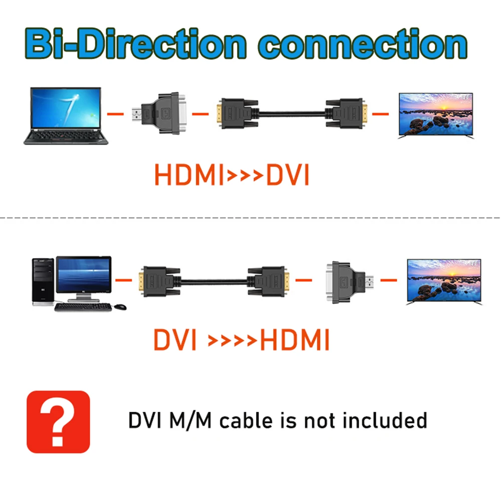 HDMI to DVI cable Adapter BI-Direction DVI to HDMI or HDMI to DVI converter adapter for PC Laptop Monitor HDMI in to DVI out