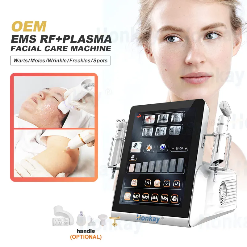 2 in 1 RFEMS Plasma Facial Lifting RF EMS Muscle Contraction Skin Tightening Eyelids Lifting Ozone Plasma Laser Pen