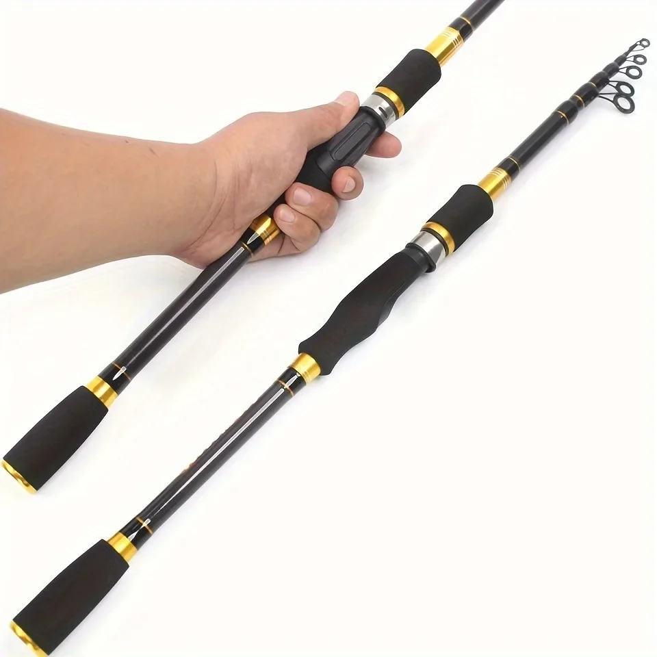Black Gold 1.8m 2.1m 2.4m 2.7m Lure Pole Portable Telescopic Fishing Rods  Carbon Rod M Power Spinning Rod Pole Lure Fish Rods - AliExpress 18