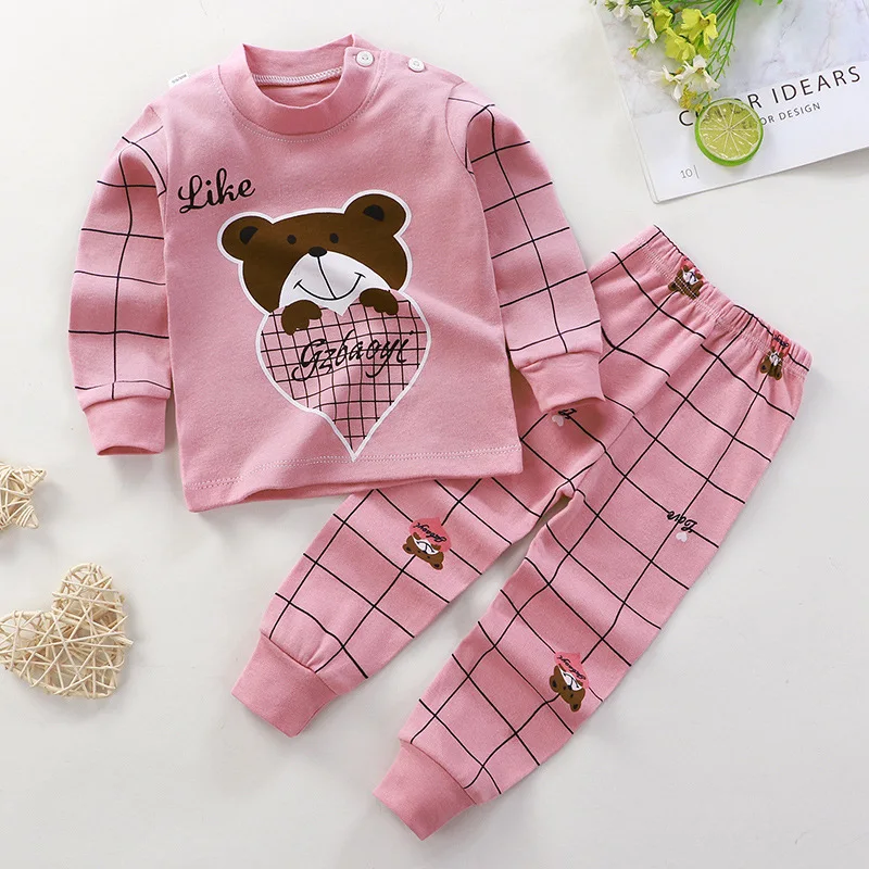 Herfst Peuter 6M 12M 3T 4T 5T Meisjes Jongens Kids Pyjama Sets Lange mouw Konijn kinderen Nachtkleding Kind Kleding Pjms Groothandel