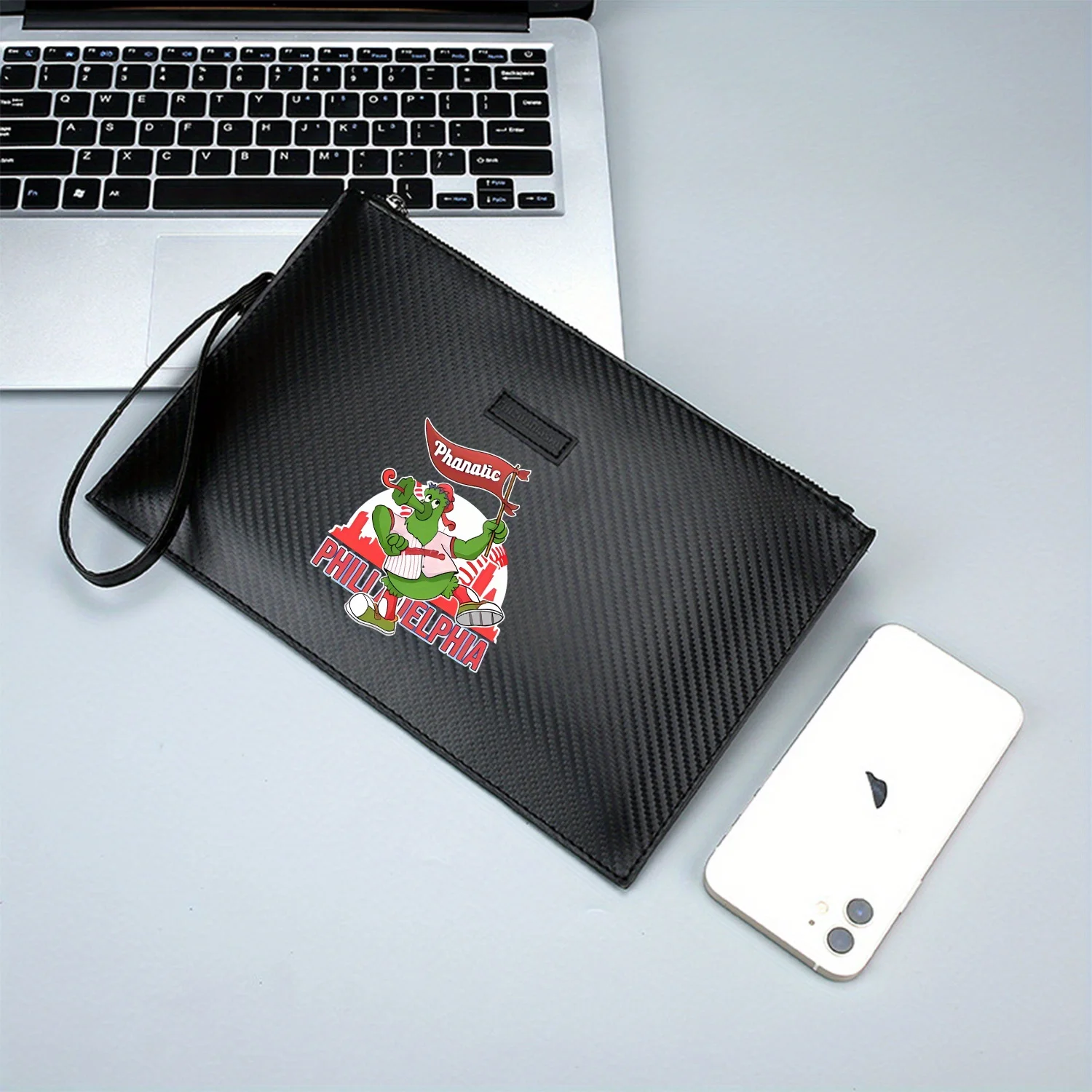 حقيبة يد رجالية من البولي يوريثان مطبوعة بعلم فيلادلفيا عصرية وعملية للحمل اليومي #2