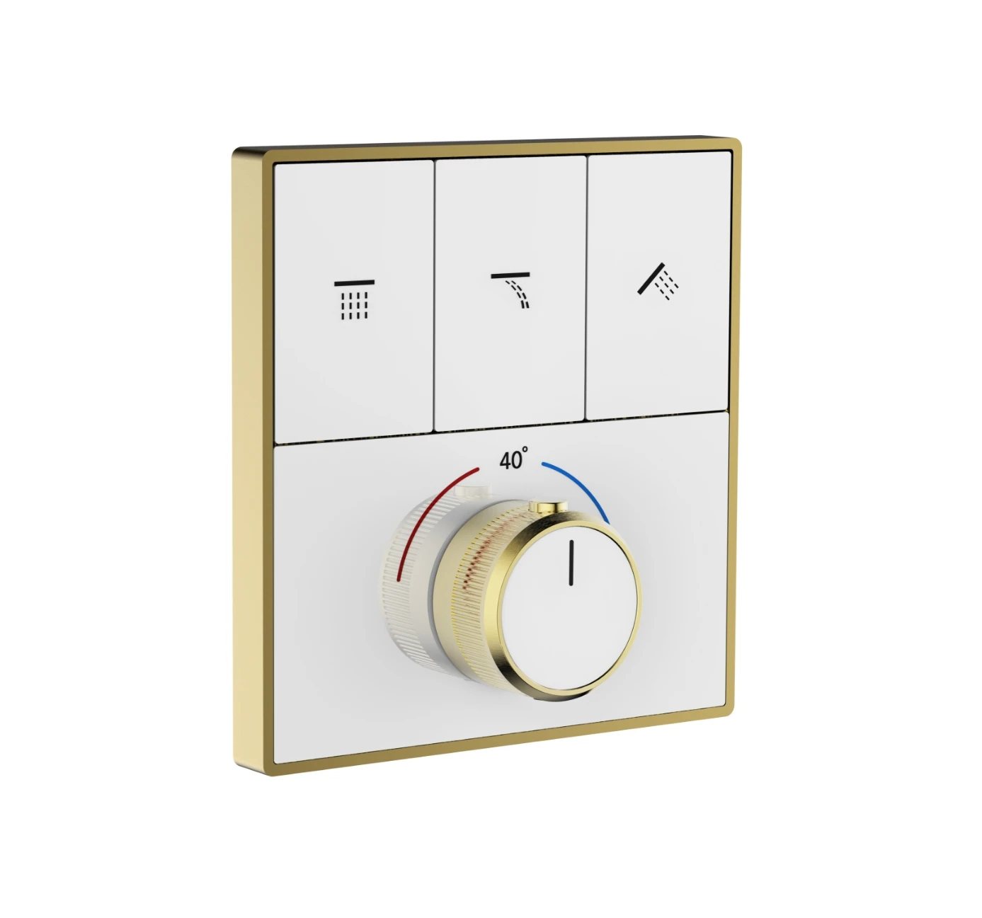 Válvula desviadora mezcladora de ducha termostática oculta de latón, botón pulsador de 3 vías, manija única, color blanco y Oro pulido, inteligente, de lujo, AA