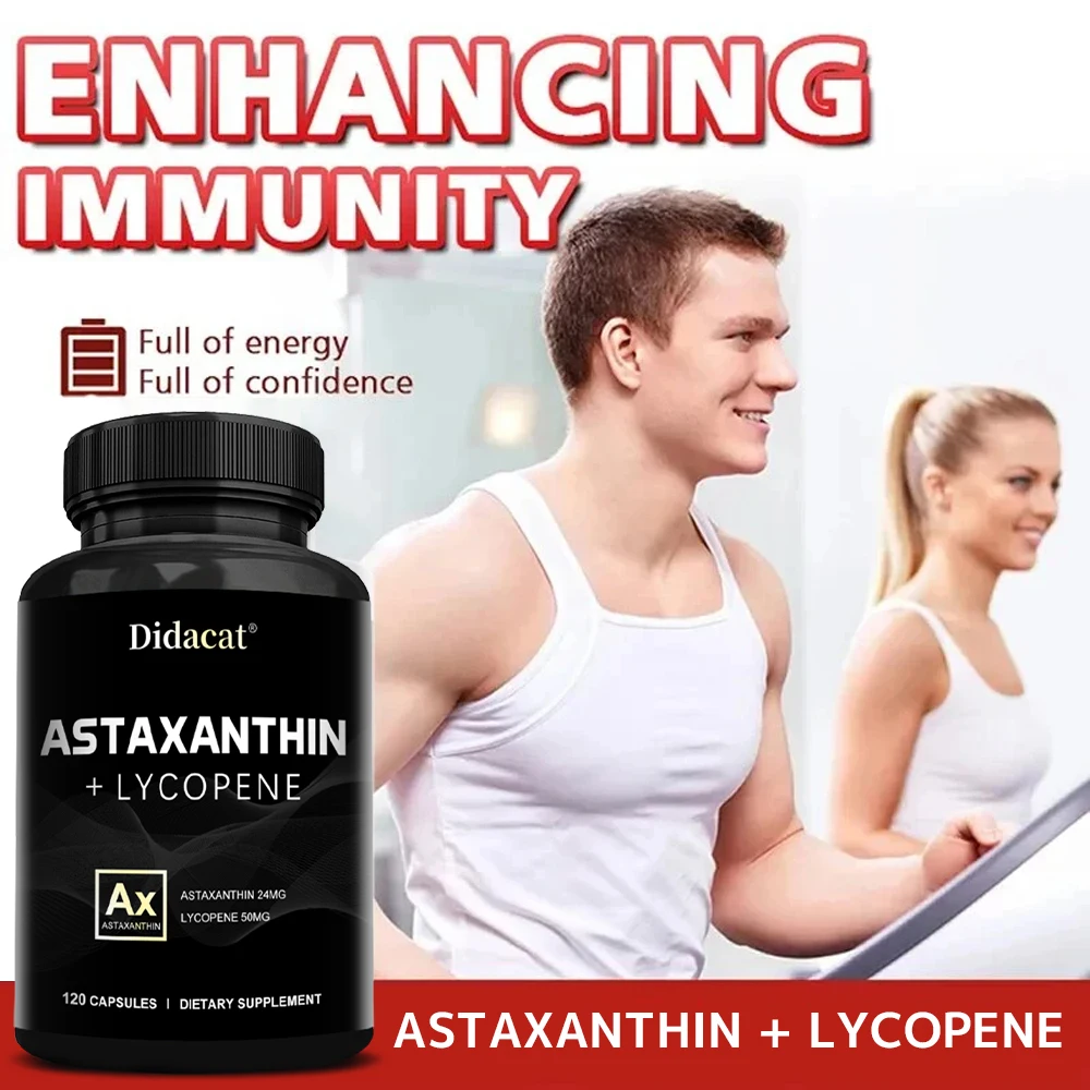 Ijslands Astaxanthine 24Mg Lycopeen 50Mg, Hart, Hersenen, Gewricht, Immuun, Antioxidant Voedingssupplement-120 Capsules