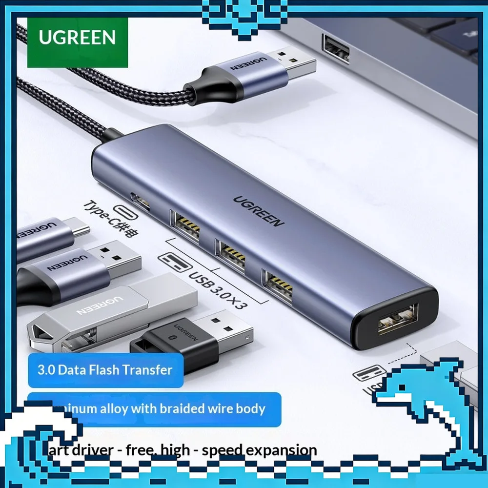 UGREEN CM473 15921 USB 3.0 Hub 4 Port High Speed USB Splitter Expansion Adapter 0.5m Cable for Laptop Computer