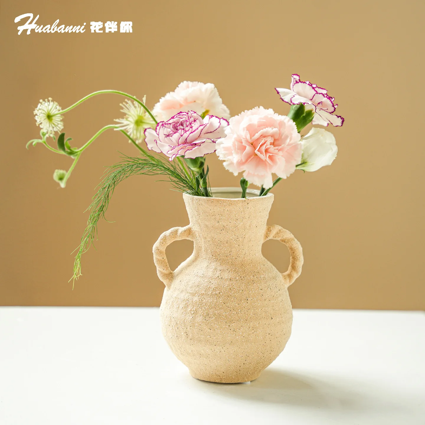 Vase French Vintage Cream Wabi-sabi Senior Sense Flower Arrangement Art Sense Ceramic Pot Ornaments High Appearance Level