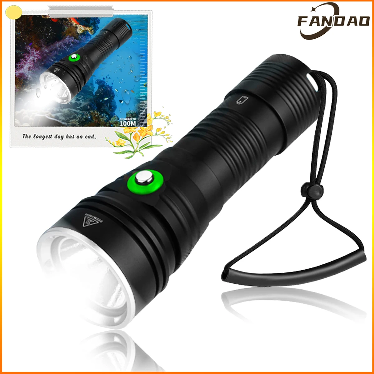 

Super Bright 2500 Lumens Scuba Diving Flashlight 5 Modes with Power Indicator Professional IP68 Waterproof Underwater Flashlight