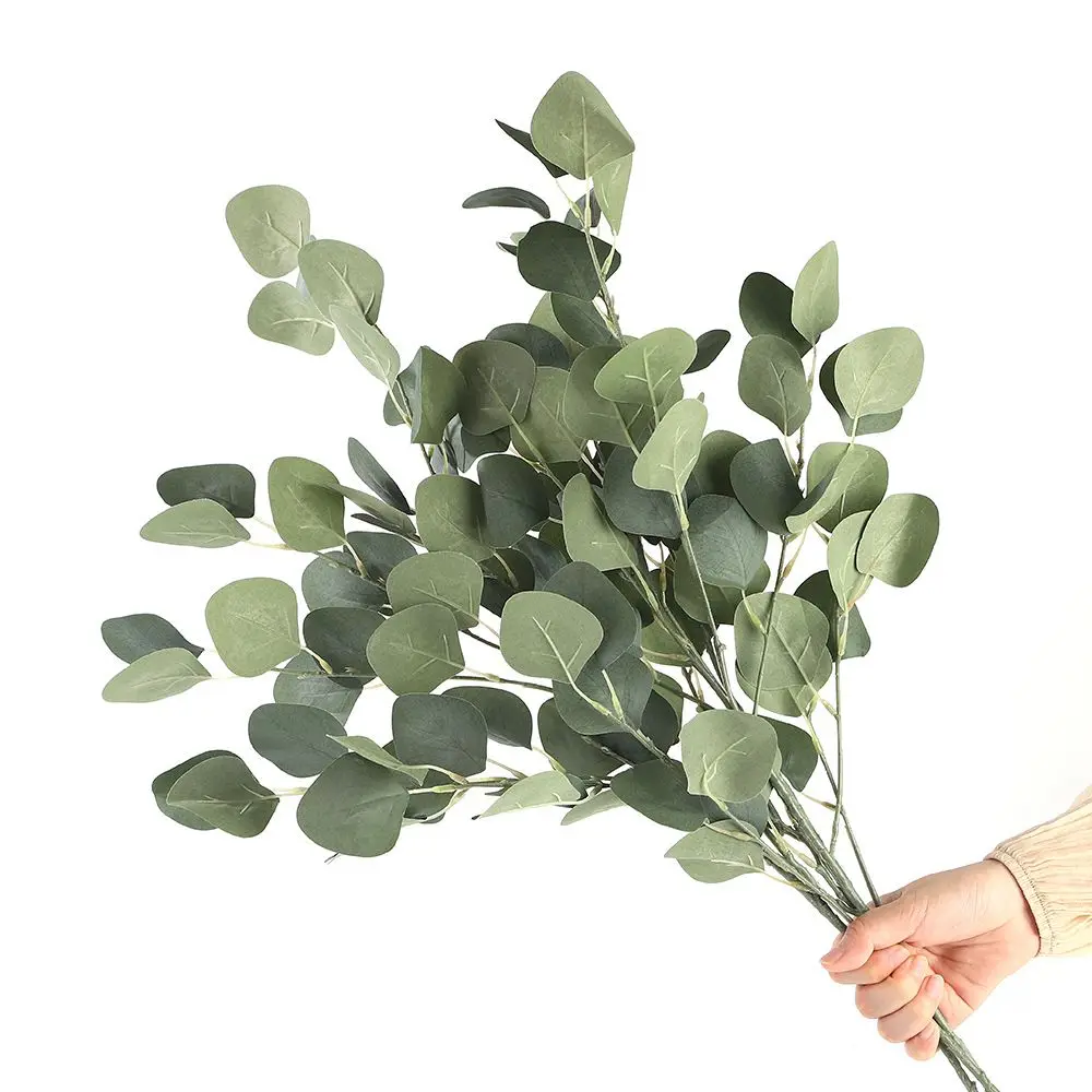 Künstliche Pflanzen Seiden-Eukalyptus-Langstängel-Kombination Brautsträuße Hochzeit Heim Zimmer Tisch DIY Vasen Hübsche Dekoration Bestseller – Detail 4