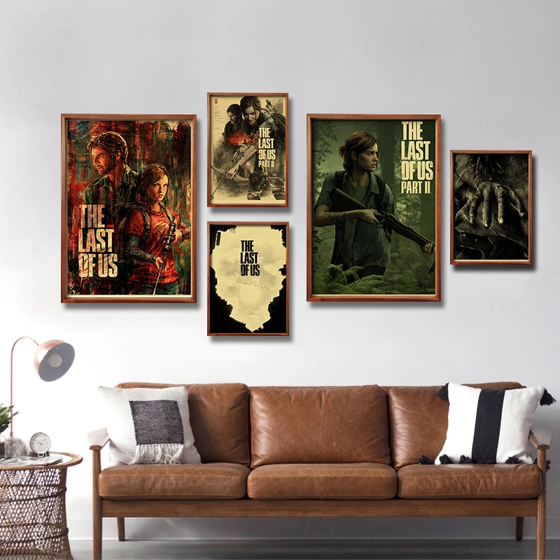 Hot The Last of Us Part 1 2 Poster Abby Ellie Retro Kraft Paper Prints Vintage Home Room Bar Cafe Club Decor Art Wall Painting