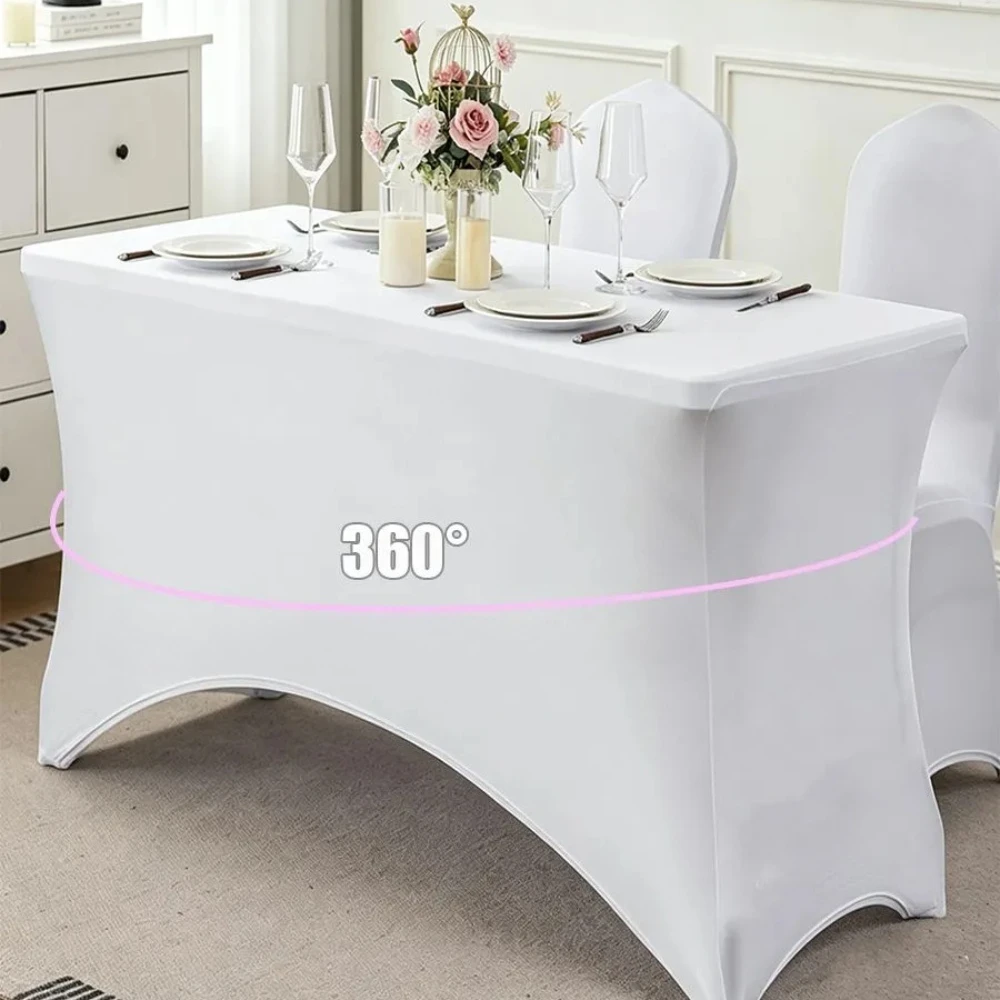 Wedding Decoration Spandex Table Covers Banquet Long TableCloth Rectangle Hotel Birthday Party Meeting Room Holiday Festival