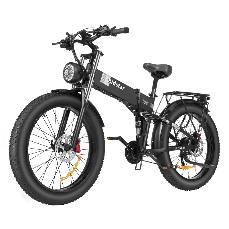 Ridstar   Foldable Air Pressure Electric Bicycle 1500W Motor, 48V23AH Battery 26 * 4.0 Inch Tire 21 Speed Hydraulic Brake