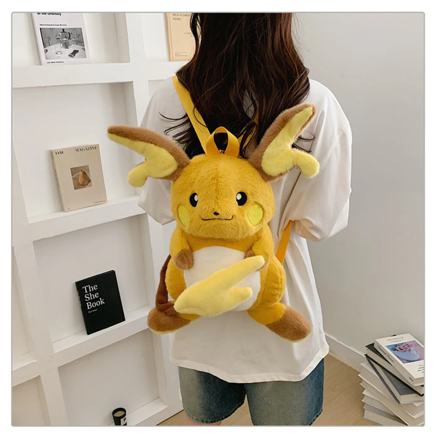 Japanese Style Plush Shoulder Bag Raichu Pikachu Eevee Psyduck Gengar Design Crossbody Backpack for Daily Outfit Gift