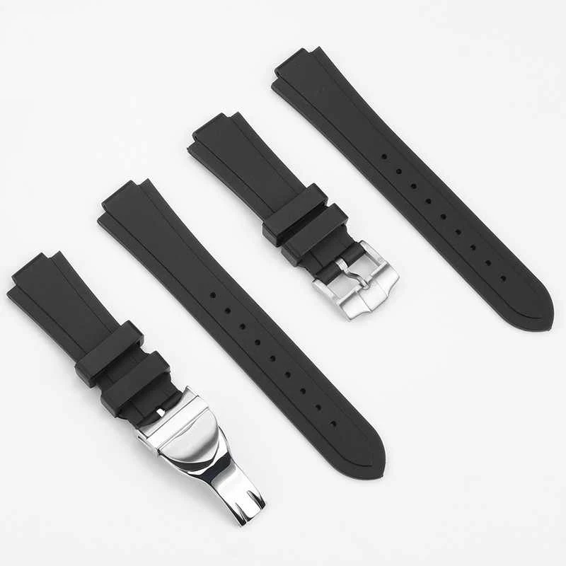 For Tudor Pelagos tomahawk 25500 25600 91210N convex rubber silicone Watch strap balck Men‘s Watchband 22*12mm Folding buckle