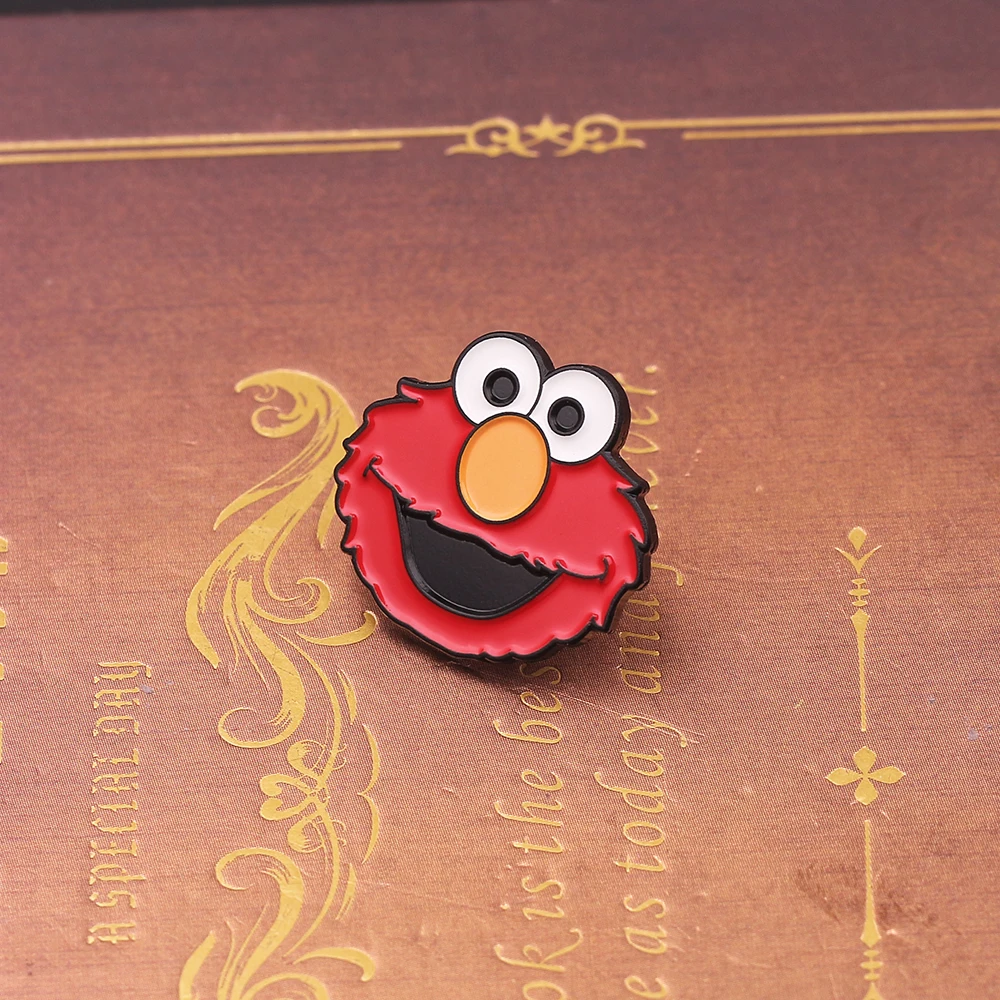 Disney sezamkowa ulica broszka Cartoon śliczne Elmo duży ptak metalowa plakietka Pin ubrania przypinka na plecak dla chłopca i dziewczyny biżuteria