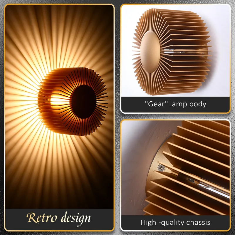 Artpad Nordic Industrial Wall Lamp Indoor Gold LED for Bedroom Bedside Background Iron Decoration Creative Wall Sconce