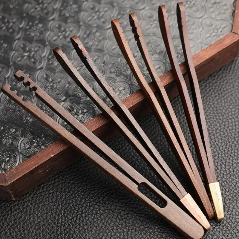 Ebony Alloy Tea Tweezers Convenient Bamboo Tea Clip for Traditional Tea Ceremony