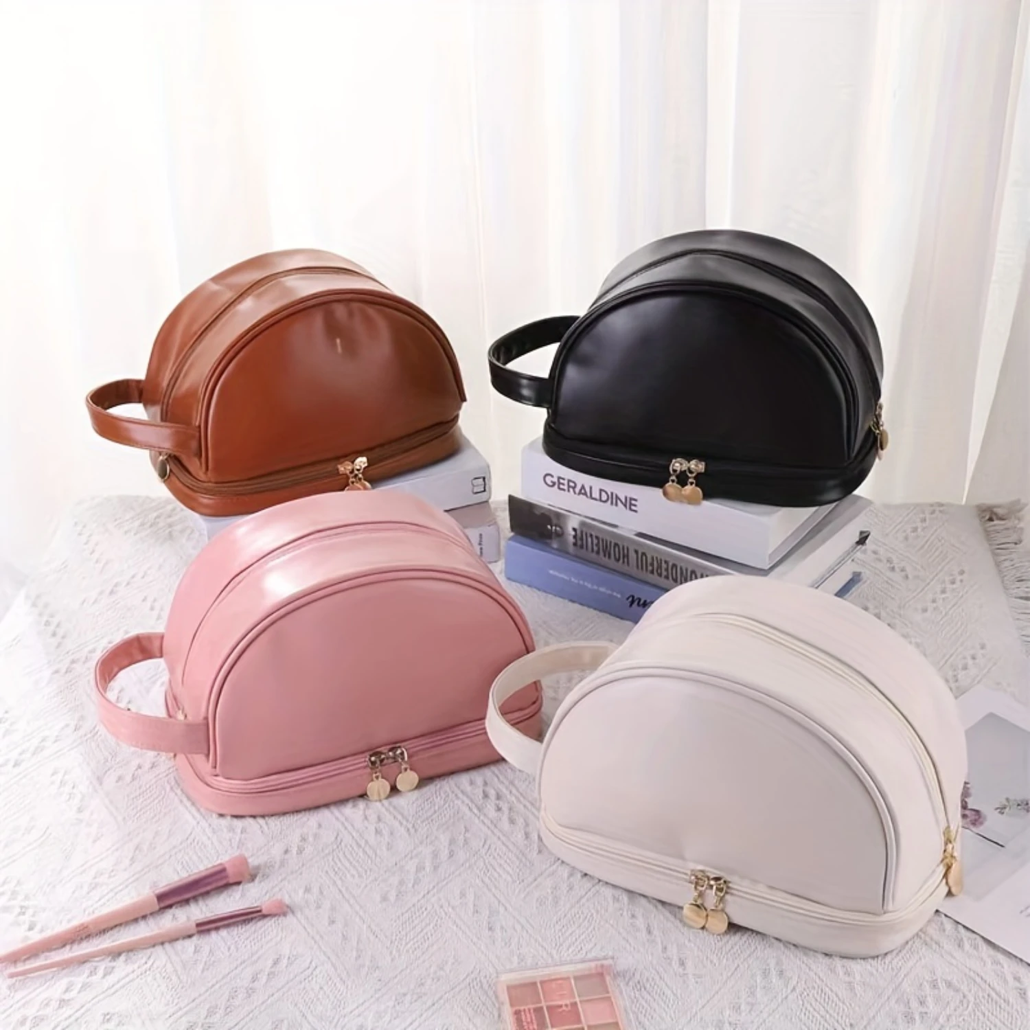 

Multifunctional Zipper Makeup Bag, Lightweight Cosmetic Bag With Handle