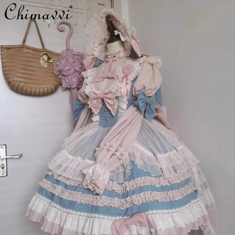 

Original Sweet Lolita Princess Dress 2025 Autumn New Super Fairy Long-sleeved Cute Bowknot Temperament Party Girls Dress