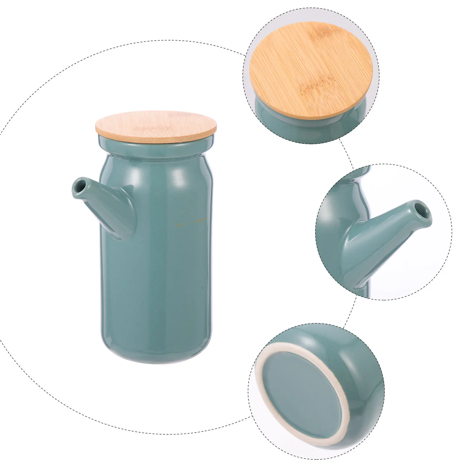 

Japanese Style Ceramic Soy Sauce Bottle Wood Lid Oil Dispenser Kitchen Sauce Pot Decorative Vinegar Container Oil Dispenser