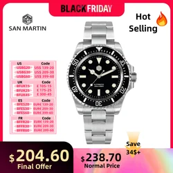 San Martin 40mm NH35 Men's Diver Watch Mechanical Sport Wristwatches Luxury Fly Clasp 30Bar Waterproof Luminous Montre SN0111G-A