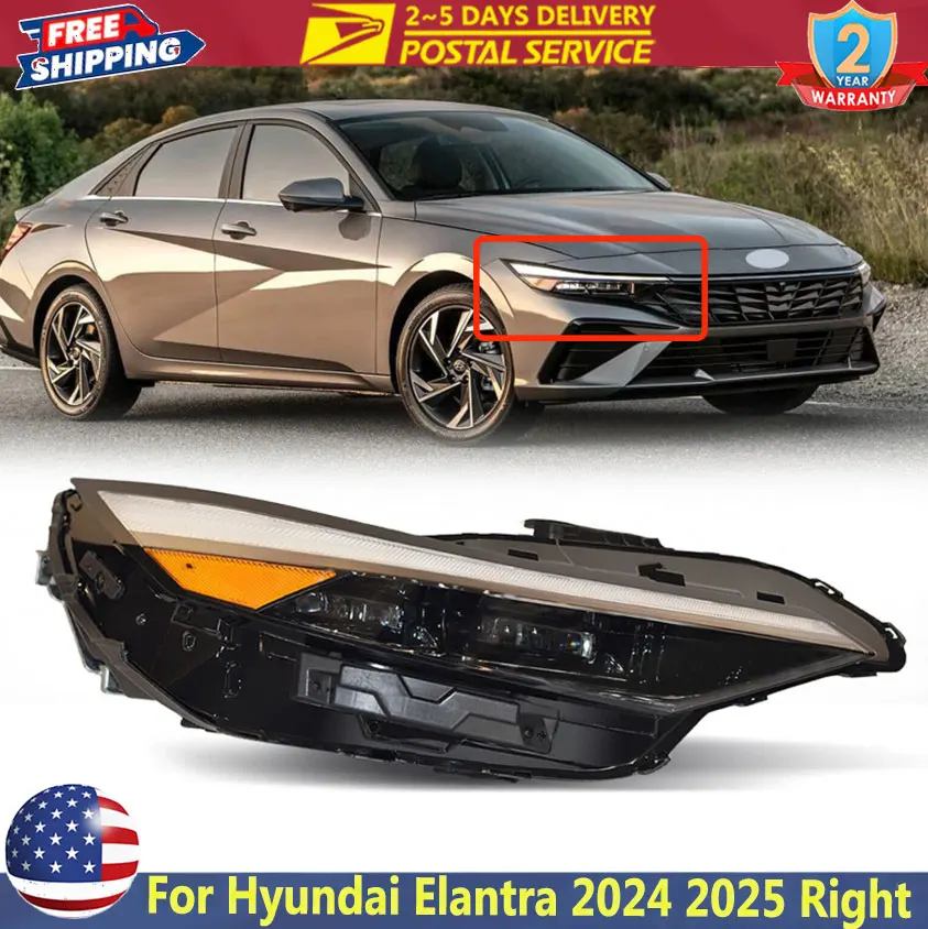 

Car Headlight Lamp Headlamp For Hyundai Elantra 2024 2025 LED DRL Headlamps Headlights Assembly Right Side Vehicle Head Light